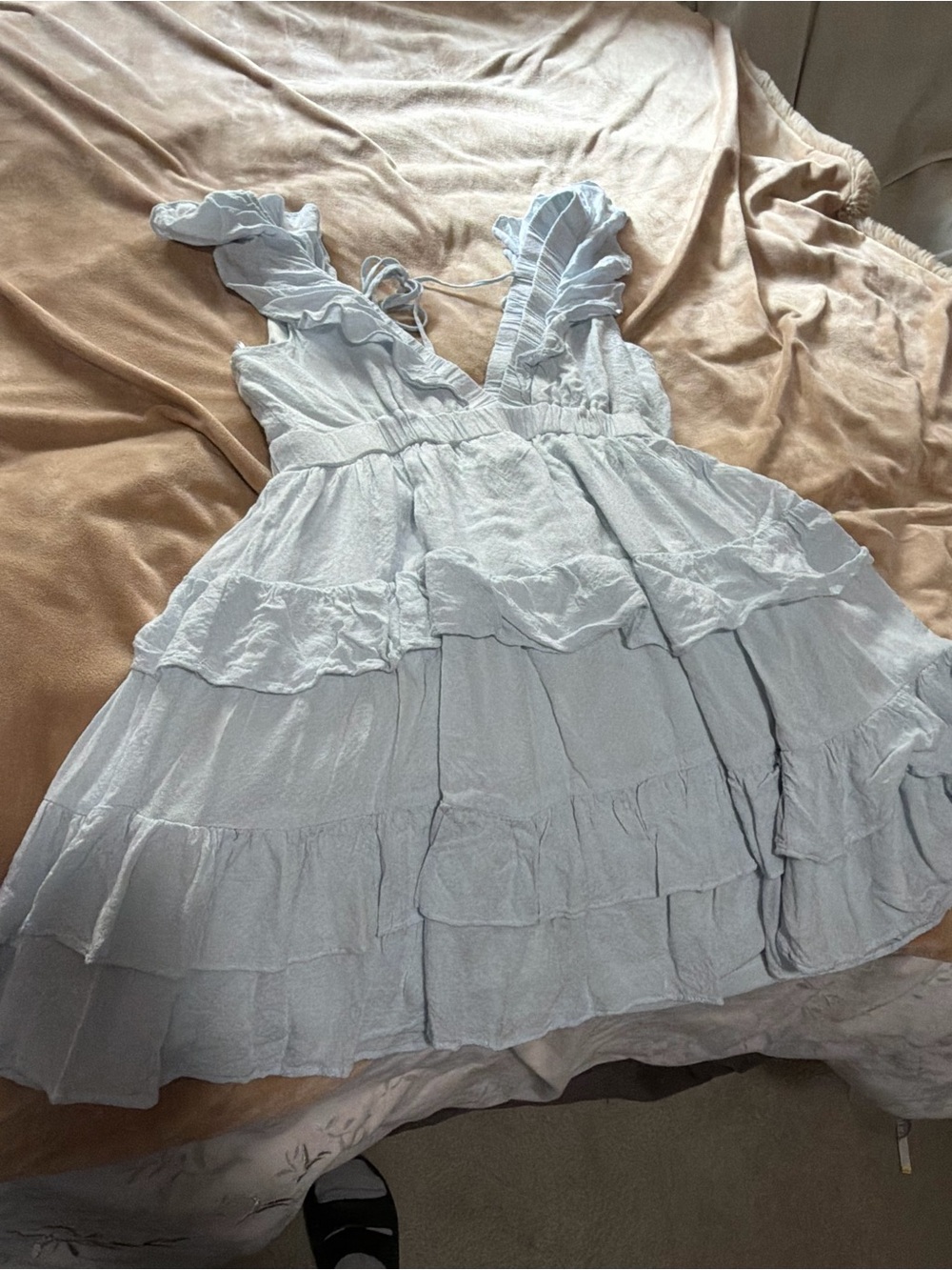 BP Nordstrom Light Blue Ruffle Tiered Mini Dress Women’s Small Feminine Ruffles